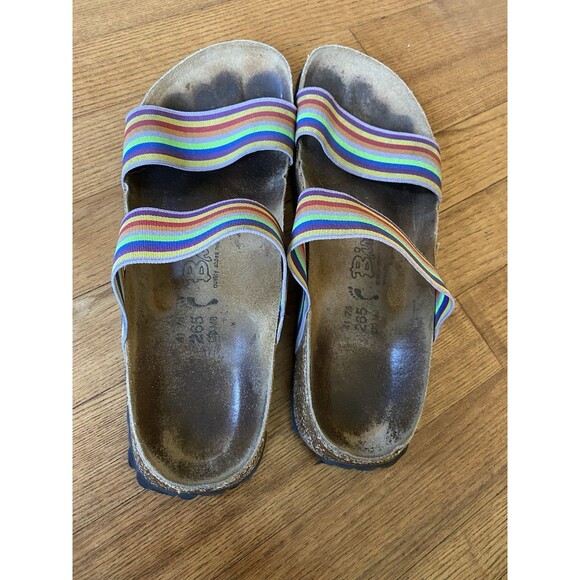 Birki’s X Birkenstock Curacao II Stretch Rainbow Sandal Size M 8 W 10 Slide Vaca - Picture 2 of 10